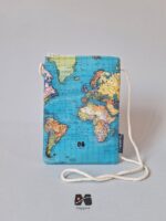کیف پاسپورت گردنی مخفی طرح نقشه جهان سبز آبی