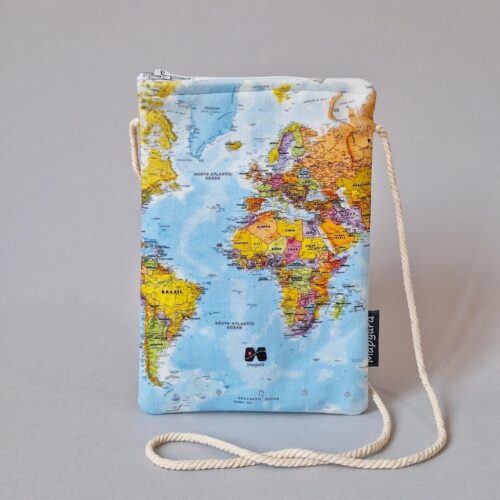 کیف پاسپورت گردنی مخفی طرح نقشه جهان آبی