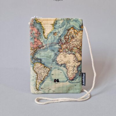 کیف پاسپورت گردنی مخفی طرح نقشه جهان کاربنی