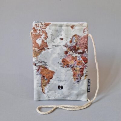 کیف پاسپورت گردنی مخفی طرح نقشه جهان کروم