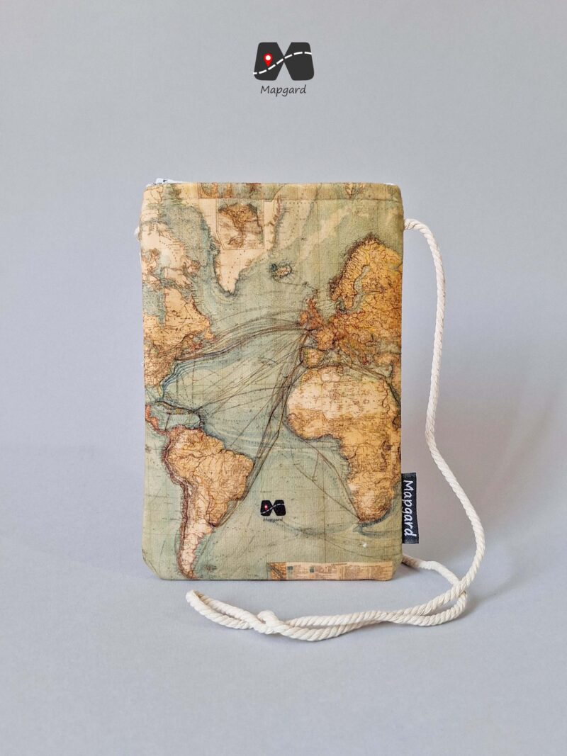 کیف پاسپورت گردنی مخفی طرح نقشه جهان سبز